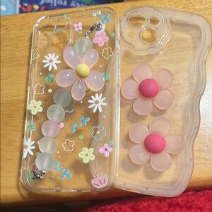 Floral Pink and Clear Phone Case